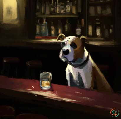 Digital Art Of A Dog Sitting At A Bar, Digital Art | Artificial Design