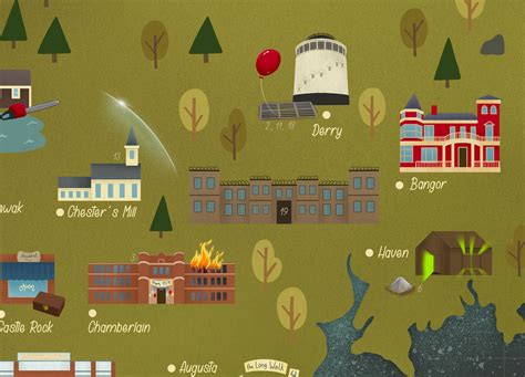 Stephen King's Maine fictional map illustration :: Behance