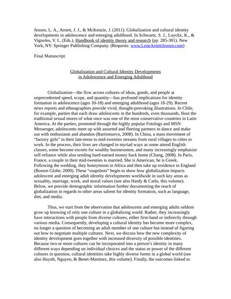 (PDF) Globalization and Cultural Identity