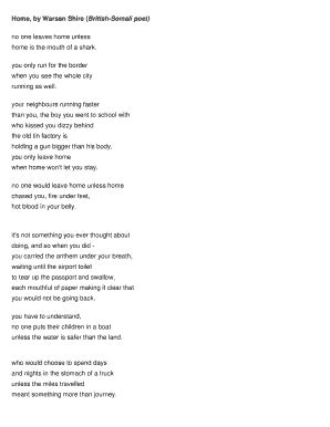 Warsan Shire Poems Pdf - Fill Online, Printable, Fillable, Blank ...