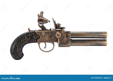 Old-fashioned pistol stock image. Image of metal, century - 51036755