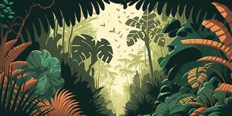 Premium Photo | Jungle scene vector