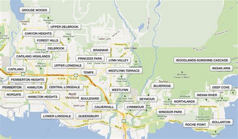 North Vancouver Neighbourhood Map | Vancouver neighborhoods, Vancouver map, North vancouver