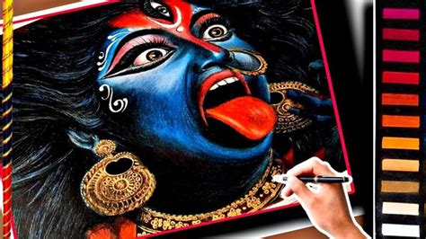 Maa Kali Drawing with Soft Pestle Colours || Kali Mata Painting | Easy ...