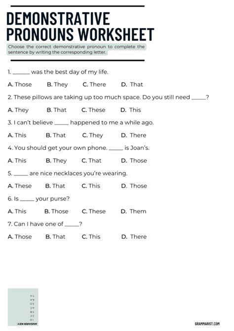 Demonstrative Pronouns List