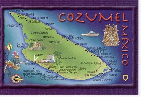 COZUMEL MEXICO MAP CARD | Cozumel, Cozumel mexico, Cozumel mexico map