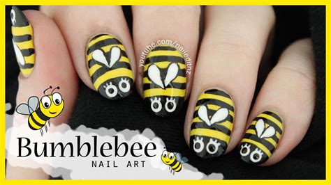 Cute & Easy Bumblebee Nail Art - YouTube
