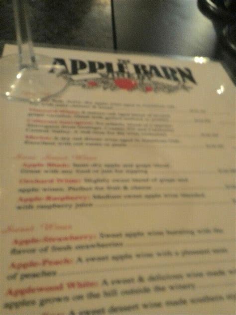 Menu at Apple Barn Winery, Sevierville