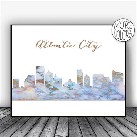 Atlantic City Skyline Atlantic City Print New Jersey Marble