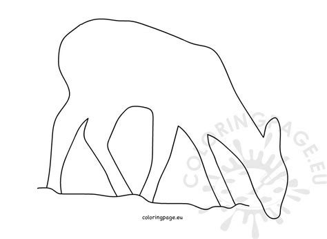 Young deer eating grass template | Coloring Page