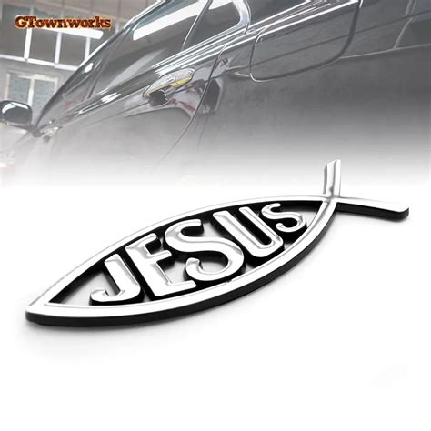 GTownworks Christian Fish Emblem Lord God Jesus Religion Ichthus Symbol Car Rear Badge #655-in ...