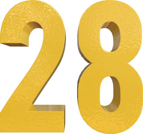 Number 28 Yellow Metal Paint 3D Render 16653169 PNG