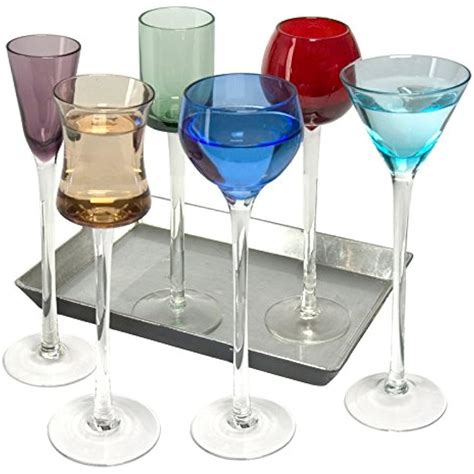 Coloured Cordial Glasses Glass, Funky 7 Piece Long Stem Liqueur Set Wine | eBay