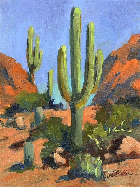 Desert Morning Saguaro by Diane McClary | Desert art, Desert painting, Cactus paintings