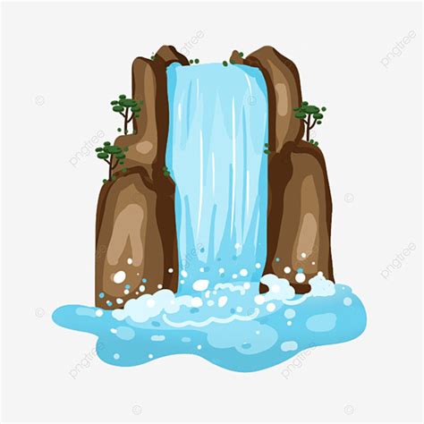 Majestic White Transparent, The Majestic Cartoon Waterfall, Cartoon, Plant, Jungle PNG Image For ...