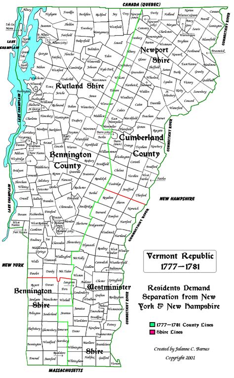 1777-1781 map of Vermont . small1777 map