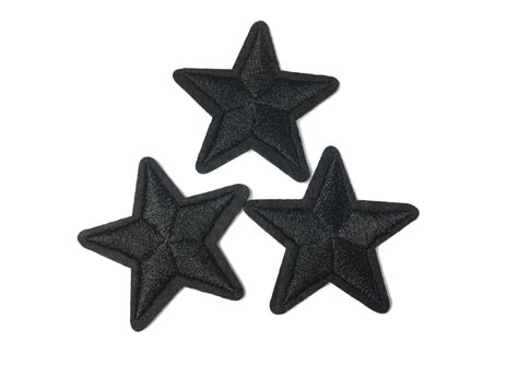 3 star patches black ca.40mm iron on /sew on patch C27BLK | Etsy