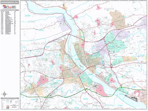 Harrisburg Pennsylvania Wall Map (Premium Style) by MarketMAPS