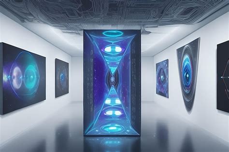 Premium AI Image | Futuristic Quantum Space Art Gallery Lab