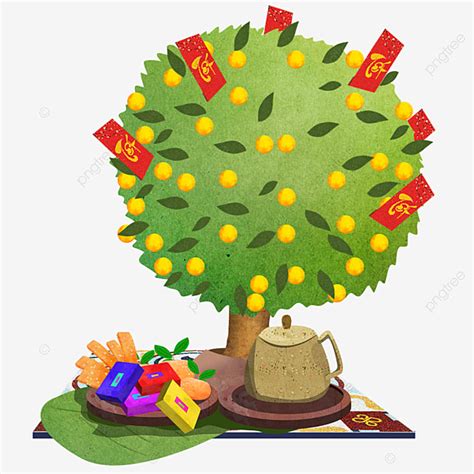 Vietnamese New Year Vector Art PNG, Kumquat Tree Is Used To Decorate The Vietnamese New Year ...