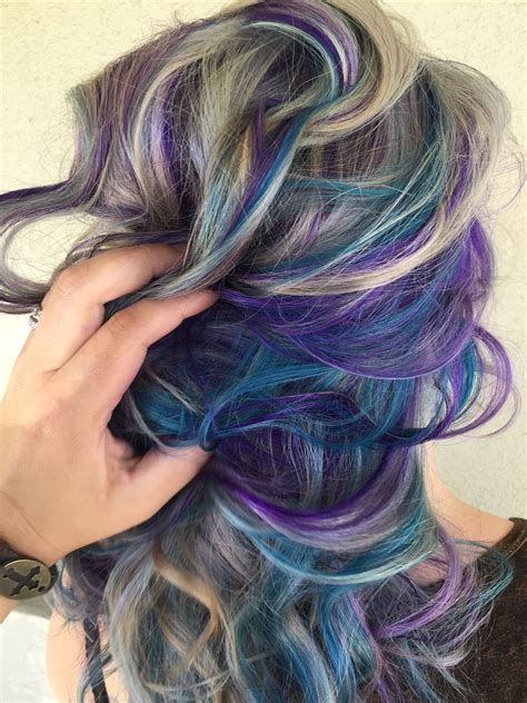 Purple and teal | Hair, Balayage, Hair wrap