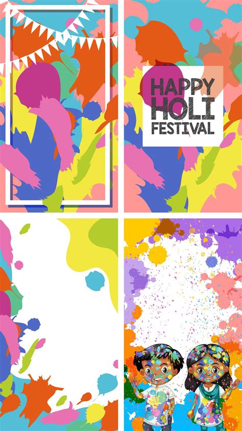 Four Background Design with Happy Holi Festival Theme 1309176 Vector ...