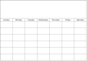 Blank Calendar Templates to Fill-In, undated calendar grid templates to print and type on