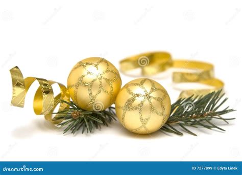 Golden Christmas Decorations Stock Image - Image of isolated, border ...