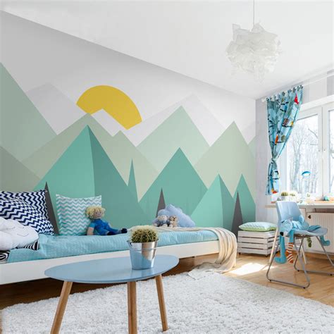 Abstract Art Mountain Wall Mural for Nursery Kids' Room | BVM Home