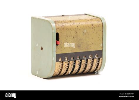 Vintage manual adding machine isolated Stock Photo - Alamy