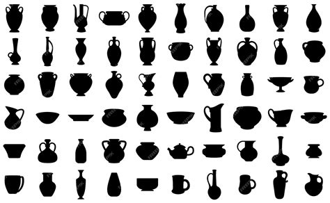 Premium Vector | Set of pottery and vases silhouettes black pot isolated vector illustrations on ...