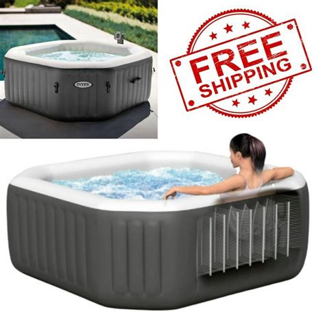 Intex 4 Person Octagonal Garden Portable Inflatable Hot Tub Spa 120 ...