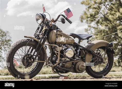 custom built harley davidson motorcycle. Army bike. ww2. panhead Stock Photo - Alamy