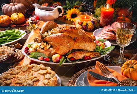 Thanksgiving turkey dinner stock photo. Image of poultry - 127581196