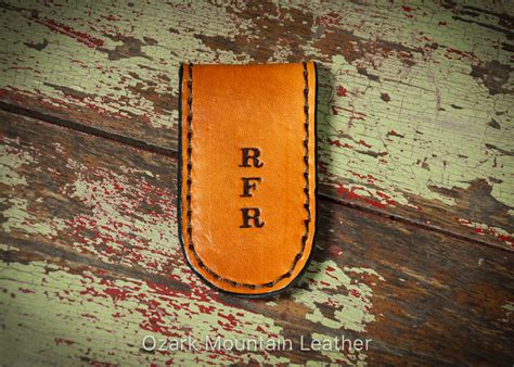 Leather Magnetic money clip with earth magnet - Ozark Mountain Leather.