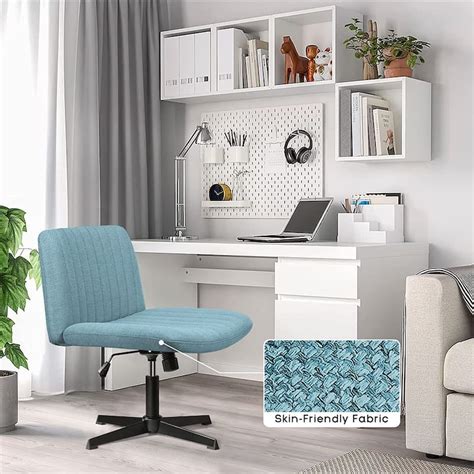 BOSSIN Armless Office Desk Chair No Wheels,Fabric Padded Modern Swivel ...