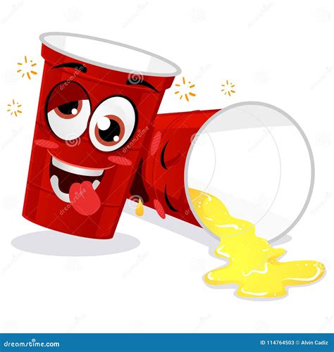 Two Red Plastic Beer Pong Cup Feeling Drunk Mascot Cartoon Vector | CartoonDealer.com #114764503