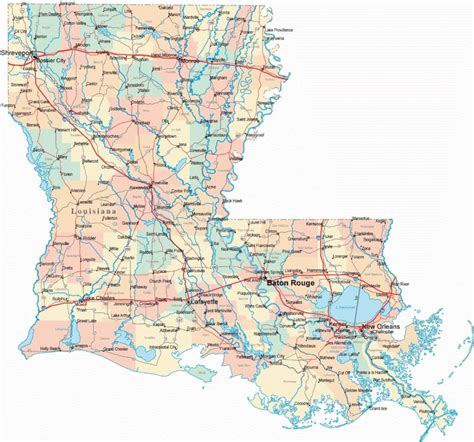 Details About Louisiana Road Map Glossy Poster Picture Photo State ...