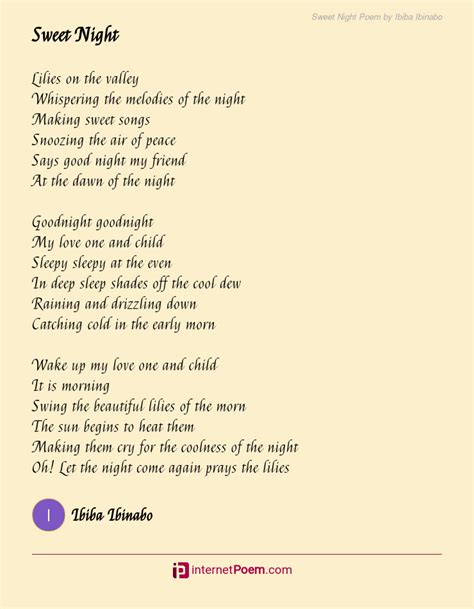 Sweet Night Poem by Ibiba Ibinabo