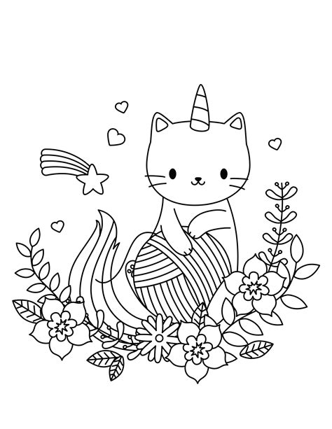 Unicorn Cat Coloring Pages Printable - Printable Word Searches