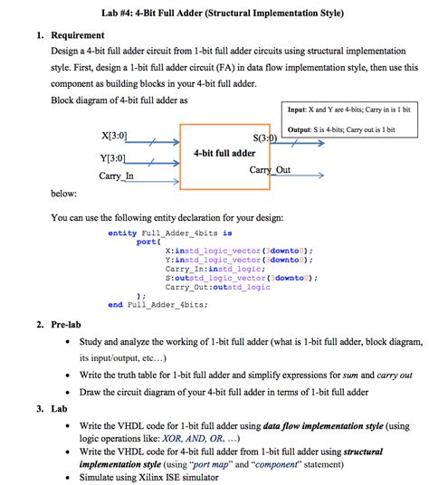 Solved: Computer Architecture (VHDL CODE) Lab #4: 4-Bit Fu