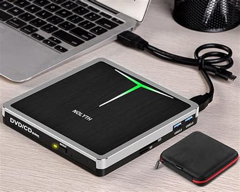 NOLYTH External DVD Drive USB 3.0 Type-C CD/DVD Burner Writer Rewriter with SD/TF/USB Ports ...