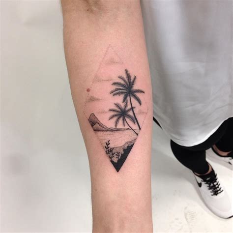 Tropical island scenery tattoo - Tattoogrid.net