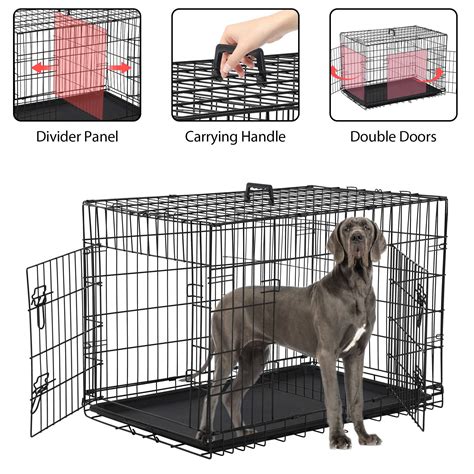 YRLLENSDAN XL Dog Crate, 48 inch Foldable Kennel with Handle, Double ...