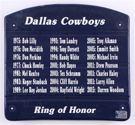 "Dallas Cowboys Ring Of Honor" Authentic Texas Stadium Game-Used Seat ...