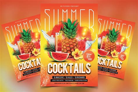 Summer Cocktails Free PSD Flyer Template - PSDFlyer