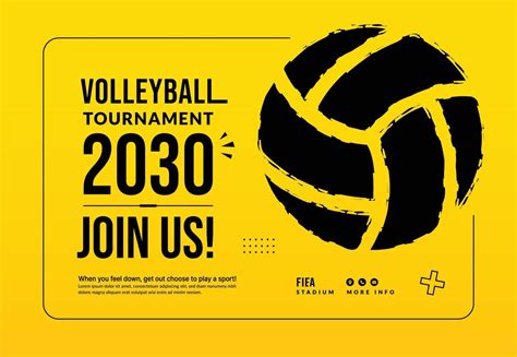 Volleyball tournament poster template with ball isolated on white ...