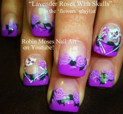 Nail Art by Robin Moses: "pastel nail art" "lavender roses" "skull nails" "purple skulls ...