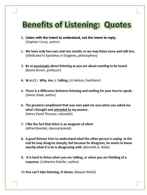 Facilitating communication skills with Listening Quotes