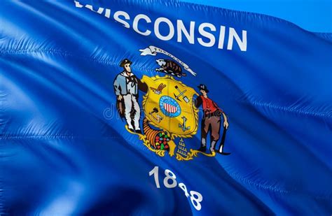 Wisconsin Flag. 3D Waving USA State Flag Design. the National US Symbol of Wisconsin State, 3D ...